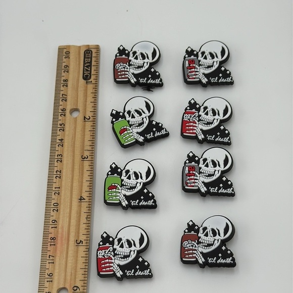 8 PCS Skull ‘Till Death’ Shoe Charms (Shoe Decoration Pins) - Picture 4 of 4